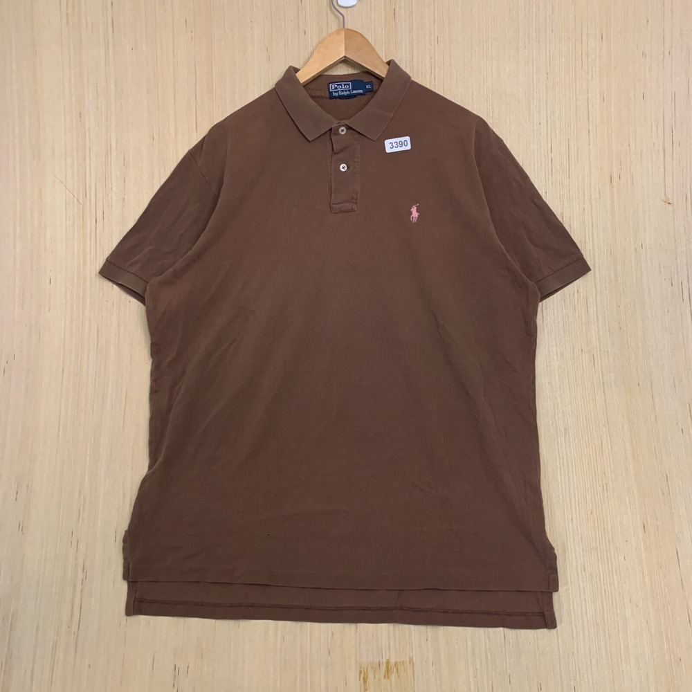 Vintage Polo Ralph Lauren Shirt Extra Large Brown Short Sleeve Men's Pullover